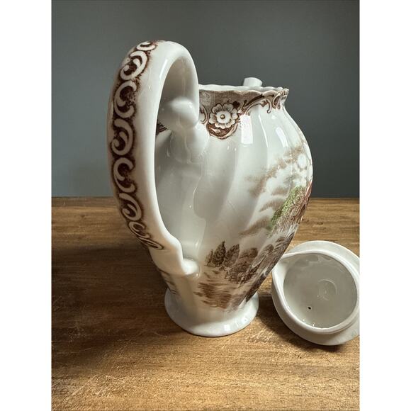Johnson Bros Heritage Hall COFFEE POT French Provincial Staffordshire Brown - Picture 6 of 10
